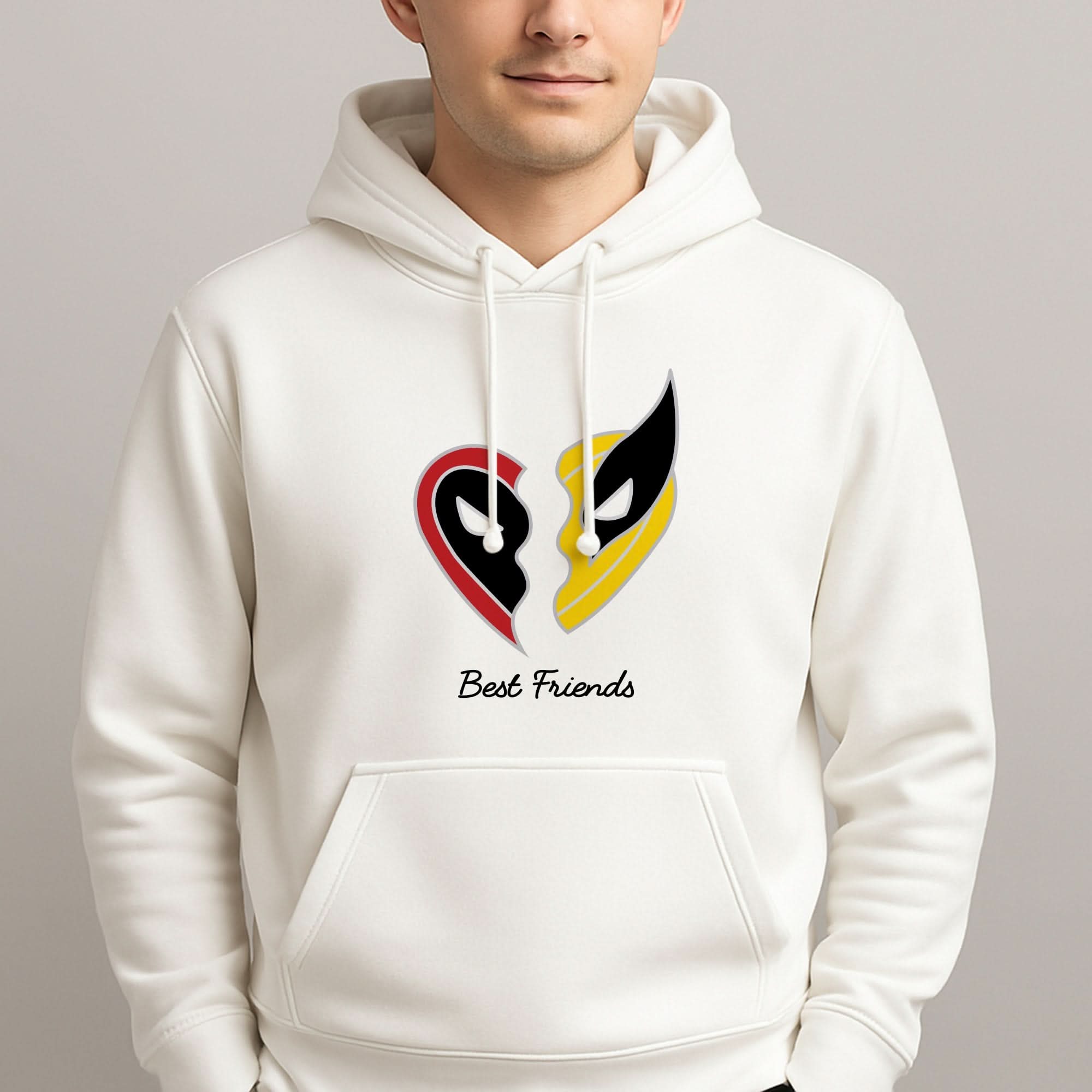 Superhero Best Friends Locket Mens Hoodie
