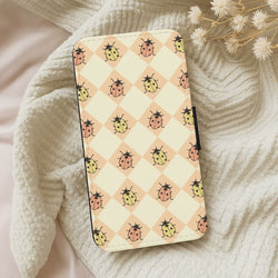 Argyle Ladybugs Pattern Leather Phone Case
