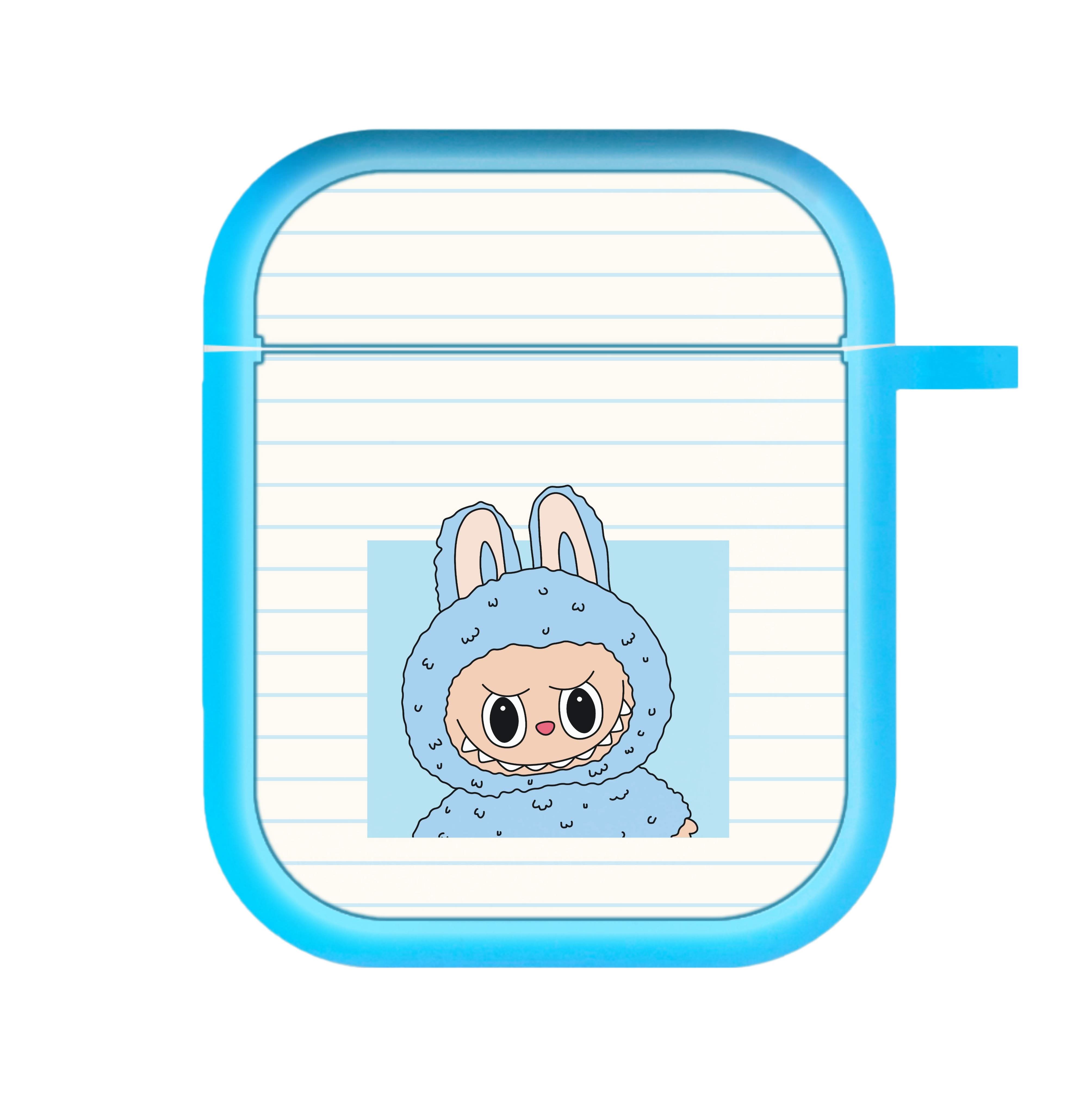 Cute Blue Notebook Monster AirPods Case