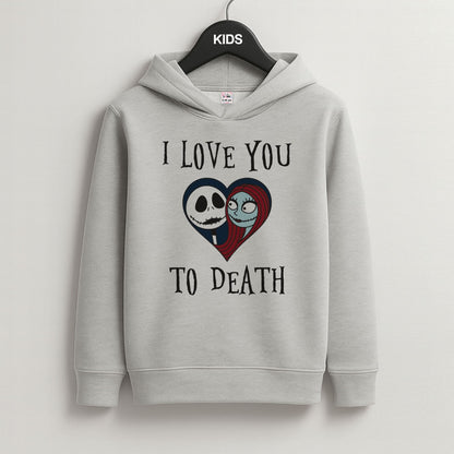 I Love You To Death Heart Grey Kids Hoodie