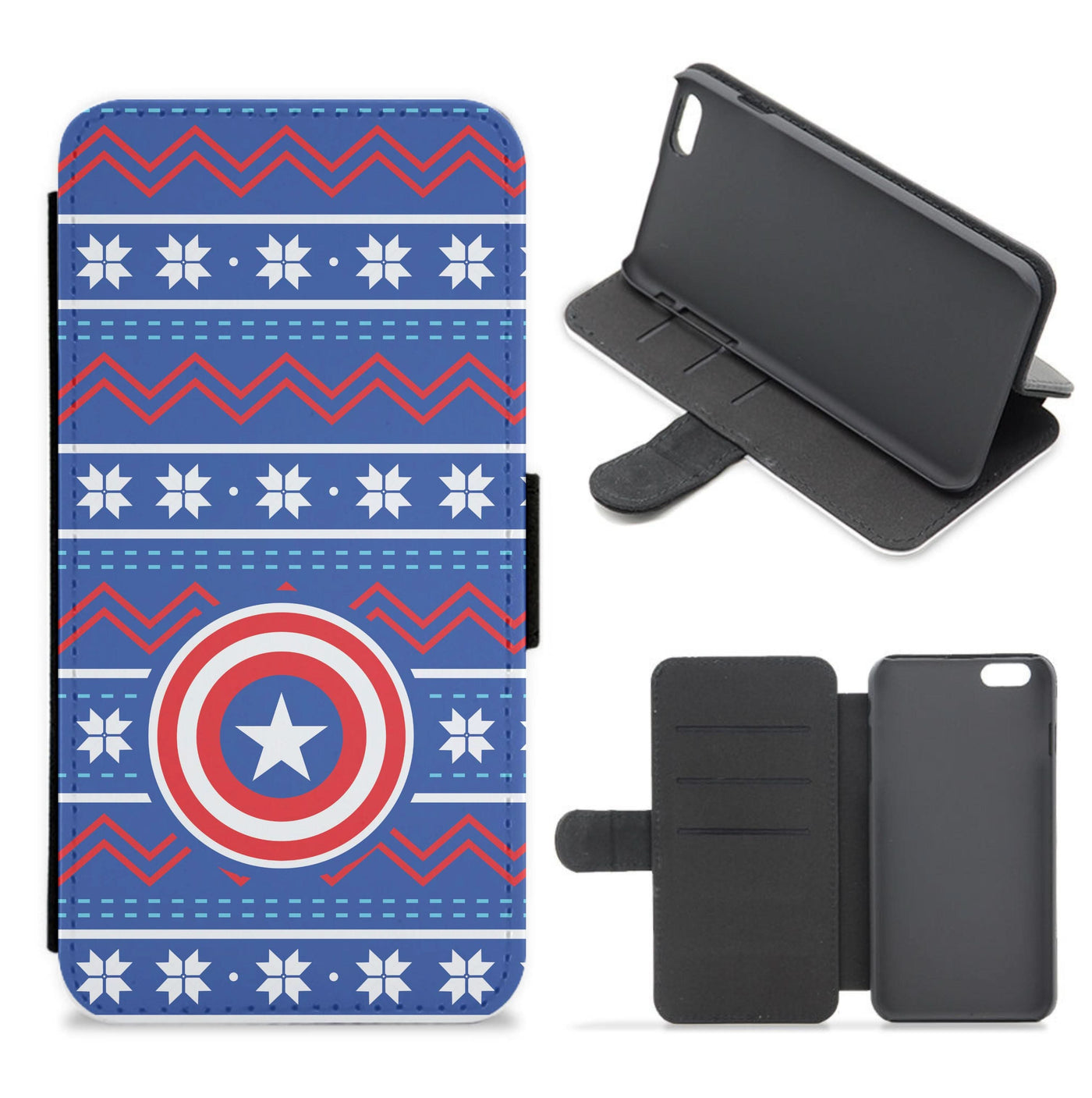 Captain Christmas Pattern Flip / Wallet Phone Case