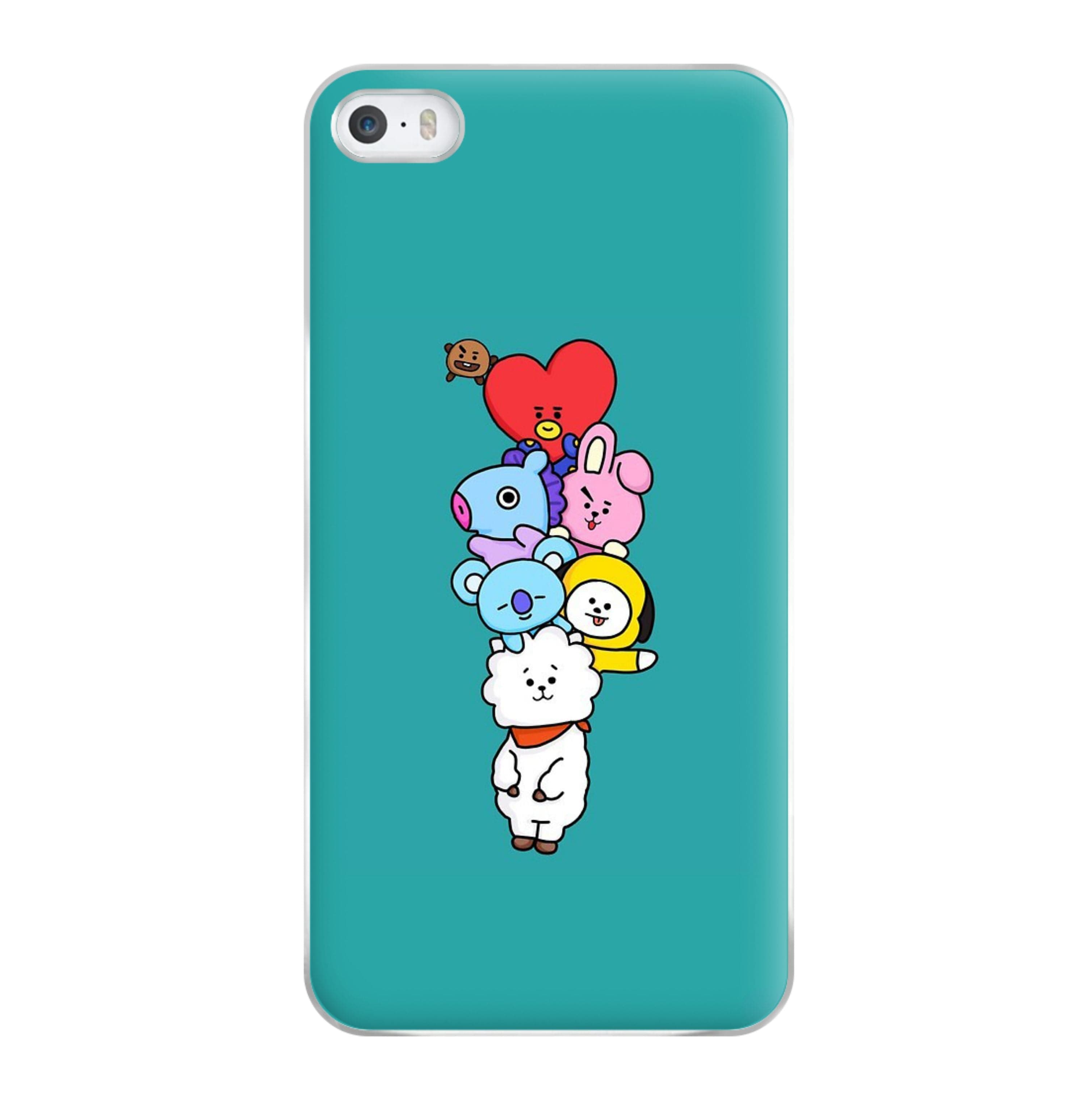 Green BT21 - RJ, Mang, Koya, Chimmy, Cooky, Shooky, Tata - K Pop Phone Case