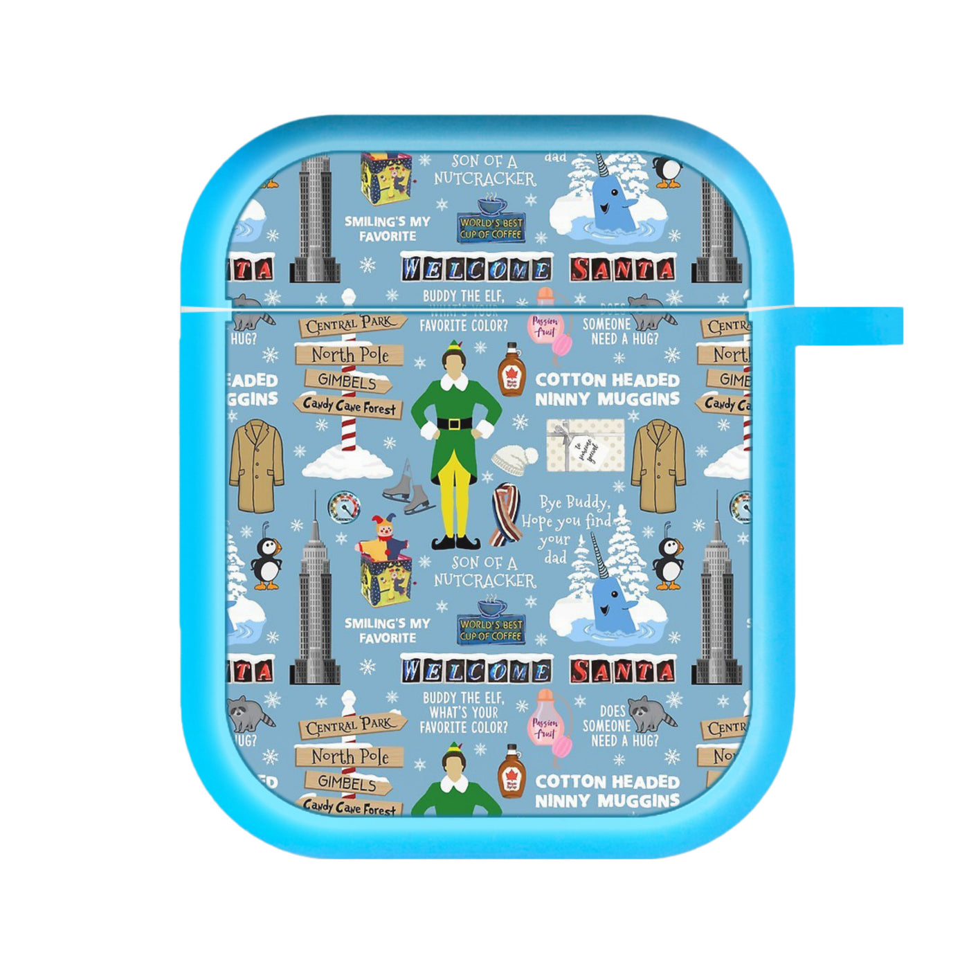 Blue Buddy The Elf Pattern AirPods Case