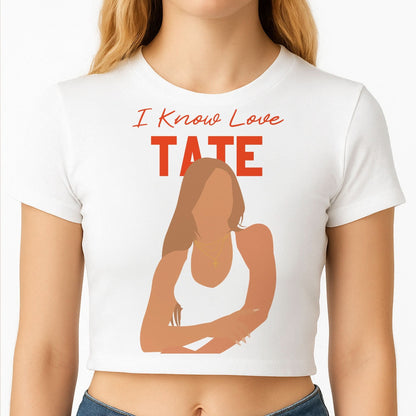 I Know Love Pattern Crop Top