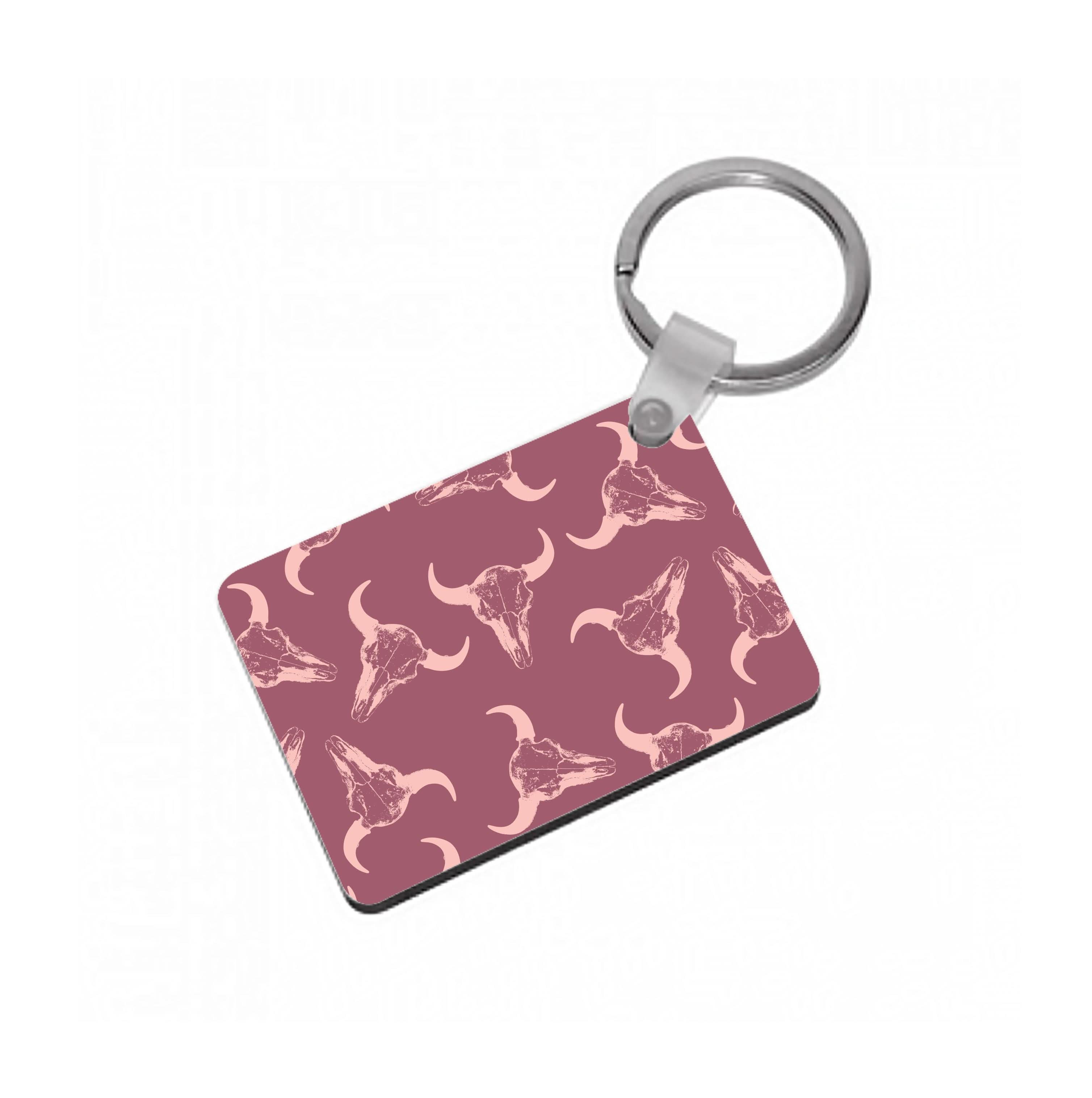 Pastel Skulls Pattern Keyring