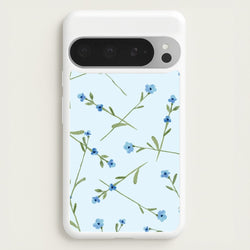 Baby Blue Floral Pattern Google Pixel 9 Pro XL Case