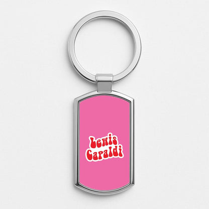 Red Name Silver Metal Keyring