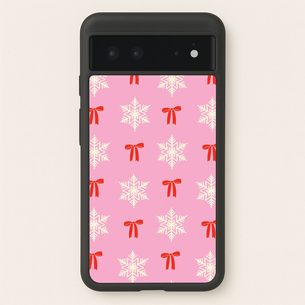 Coquette Bows And Snowflakes Pattern Google Pixel 6 Case