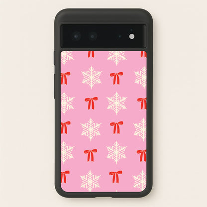 Coquette Bows And Snowflakes Pattern Google Pixel 6 Case