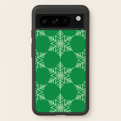 Green Giant Snowflakes Christmas Pattern Google Pixel 8 Pro Case