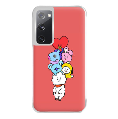 Red BT21 - RJ, Mang, Koya, Chimmy, Cooky, Shooky, Tata - K Pop Phone Case