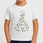 Cartoon Mouse Christmas Tree Lights Kids T-Shirt 4