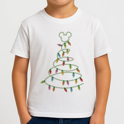 Cartoon Mouse Christmas Tree Lights Boys T-Shirt