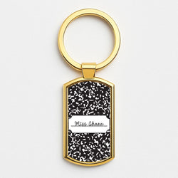 Personalised School Notebook Gold Keyring