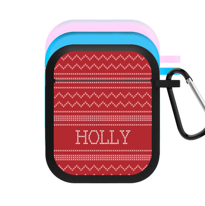 Personalised Christmas Jumper Red AirPods Case