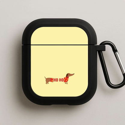Christmas Jumper Ho Ho Dachshund Black AirPods Case