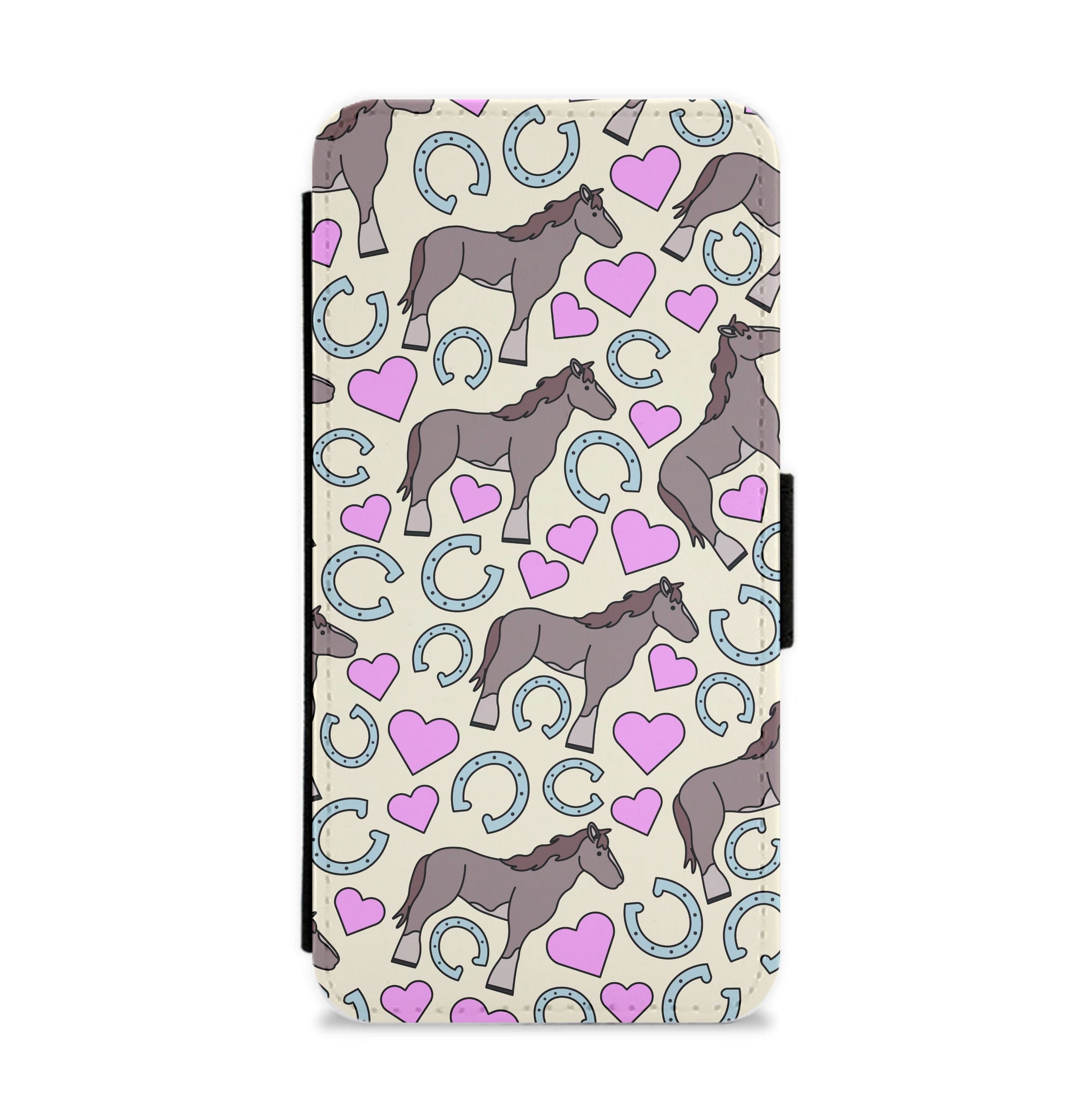 Horses And Horseshoes Pattern - Horses Flip / Wallet Phone Case