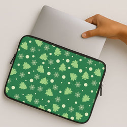 Cartoon Christmas Trees And Snowflakes Pattern MacBook Cover