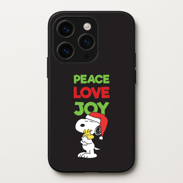Peace, Love, Joy Christmas Cartoon Beagle iPhone 14 Pro Max Case