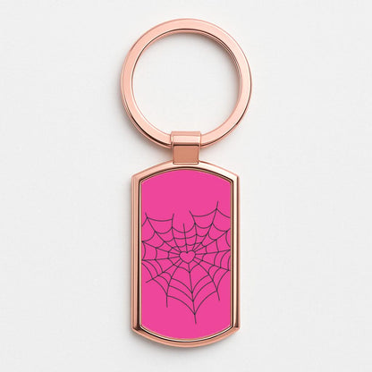 Spiderweb Hearts II Rose Gold Keyring