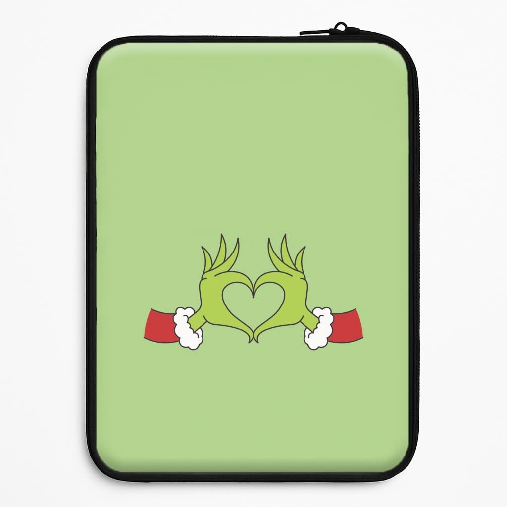 Christmas Green Heart Laptop Sleeve
