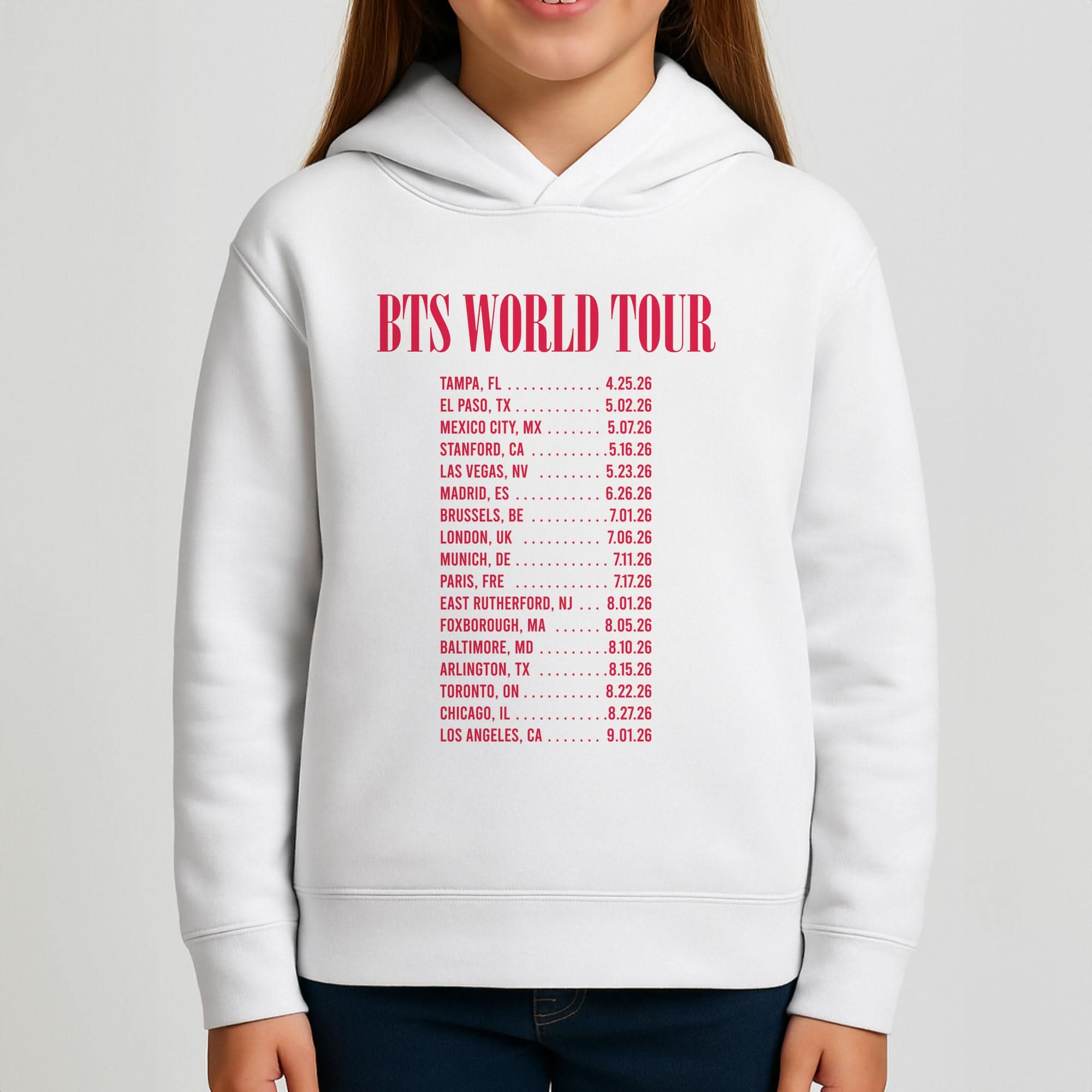 K-Pop Band World Tour List 2026 Girls Hoodie