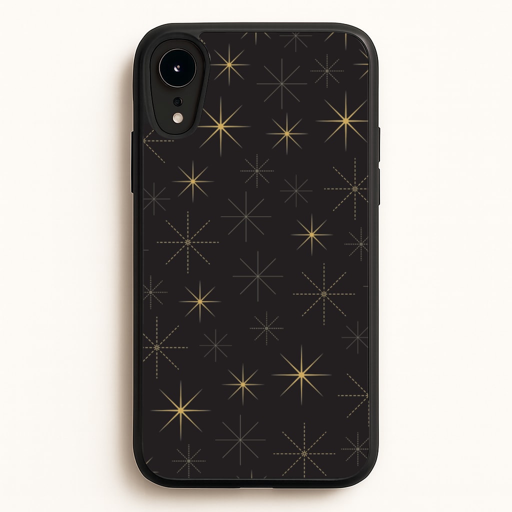 Christmas Gold Stars Pattern iPhone XR Case