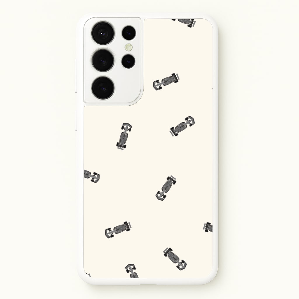 Race Cars Pattern Off White Galaxy S21 Ultra Case