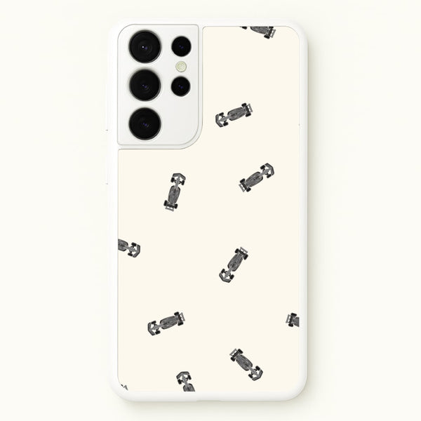 Race Cars Pattern Off White Galaxy S21 Ultra Case