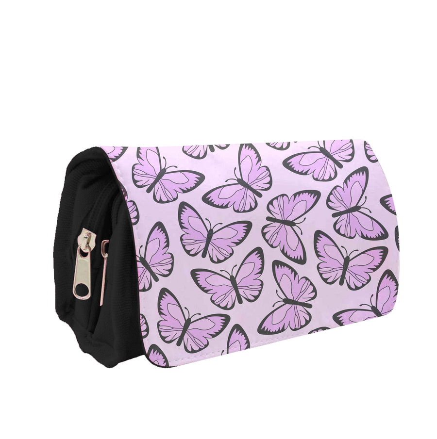 Pink And Black Butterfly - Butterfly Patterns Pencil Case