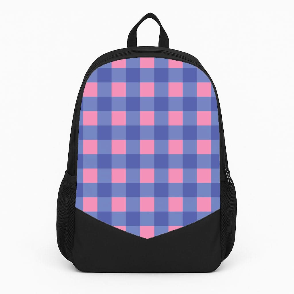 Pink And Blue Checkered Pattern Backpack