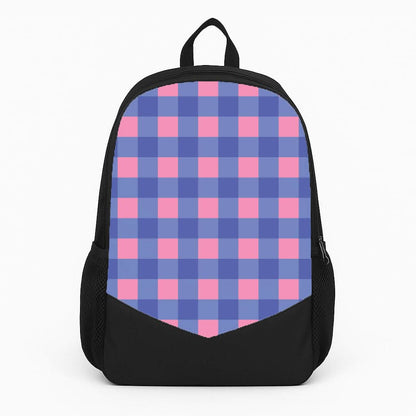 Pink And Blue Checkered Pattern Backpack