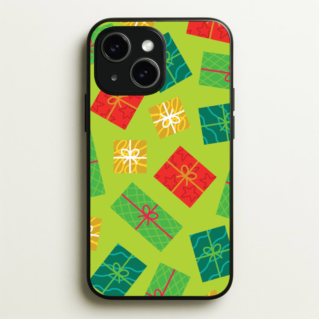 Colourful Abstract Christmas Presents Pattern iPhone 14 Plus Case