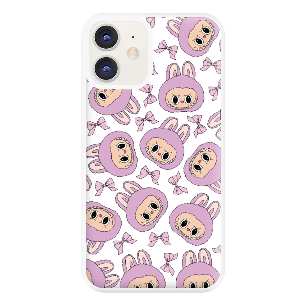 Cute Purple Monster And Bows Pattern iPhone 12 / 12 Pro Case