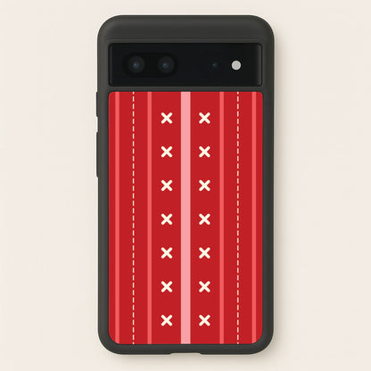 Stripes And Stitches Red Christmas Pattern Google Pixel 7 Case