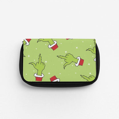 Green Middle Finger Christmas Pattern Pencil Case