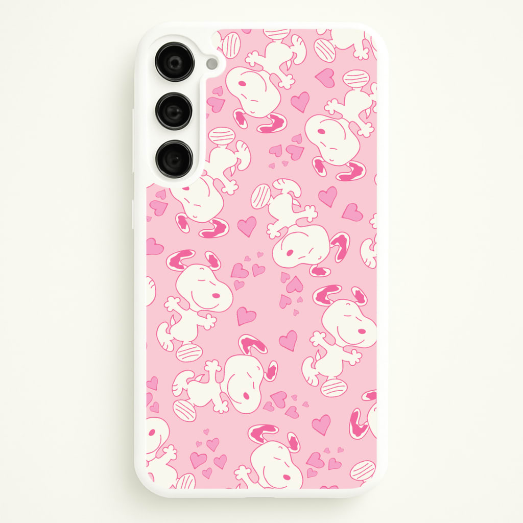 Cartoon Beagle Valentine Hearts Pattern Galaxy S23 Case