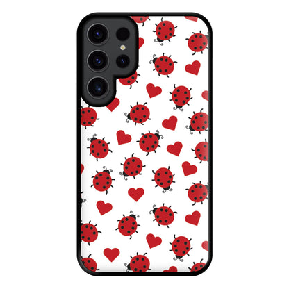 Ladybugs And Hearts Pattern Galaxy S23 Ultra Case