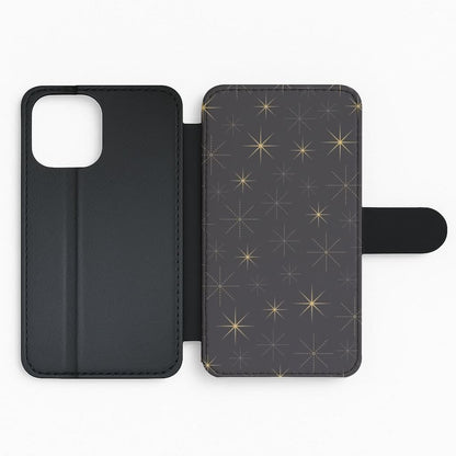 Christmas Gold Stars Pattern Flip Phone Case