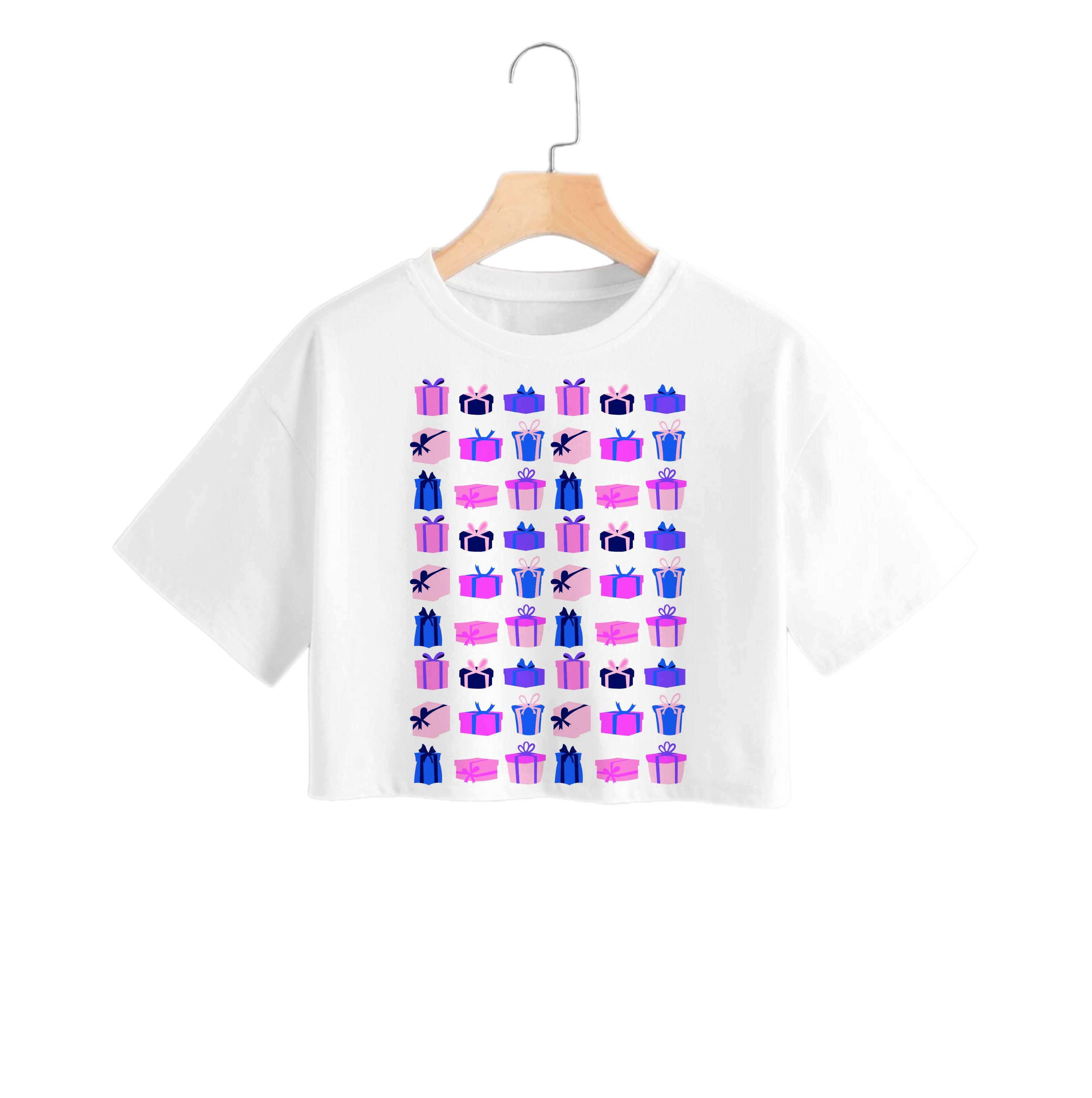 Pink Presents - Christmas Patterns Crop Top