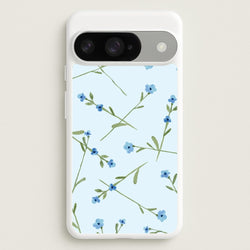Baby Blue Floral Pattern Google Pixel 10 / 10 Pro Case