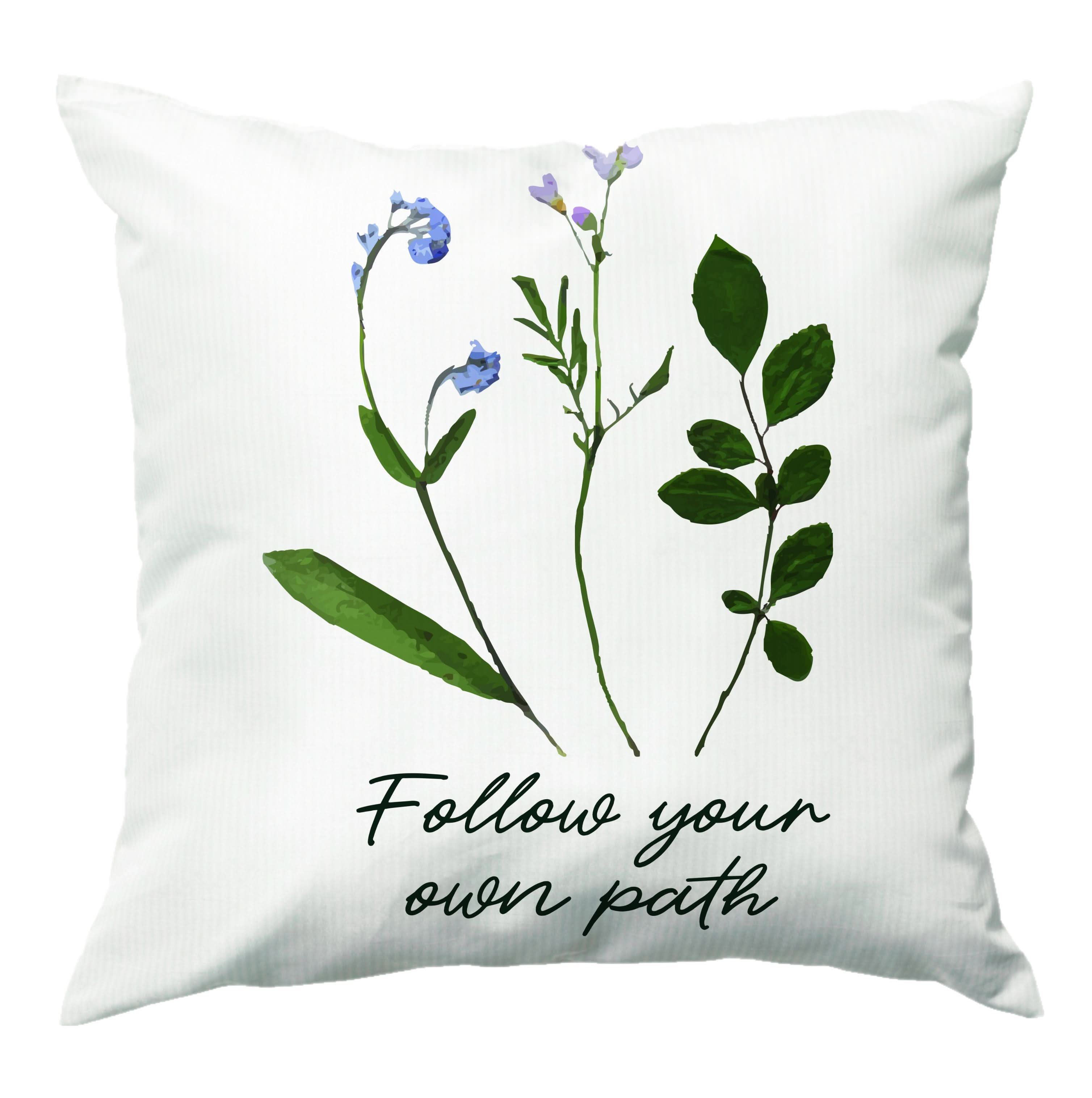 Follow Your Own Path Dark Green Cushion