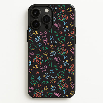 Neon Christmas Icons Pattern I iPhone 13 Pro Max Case