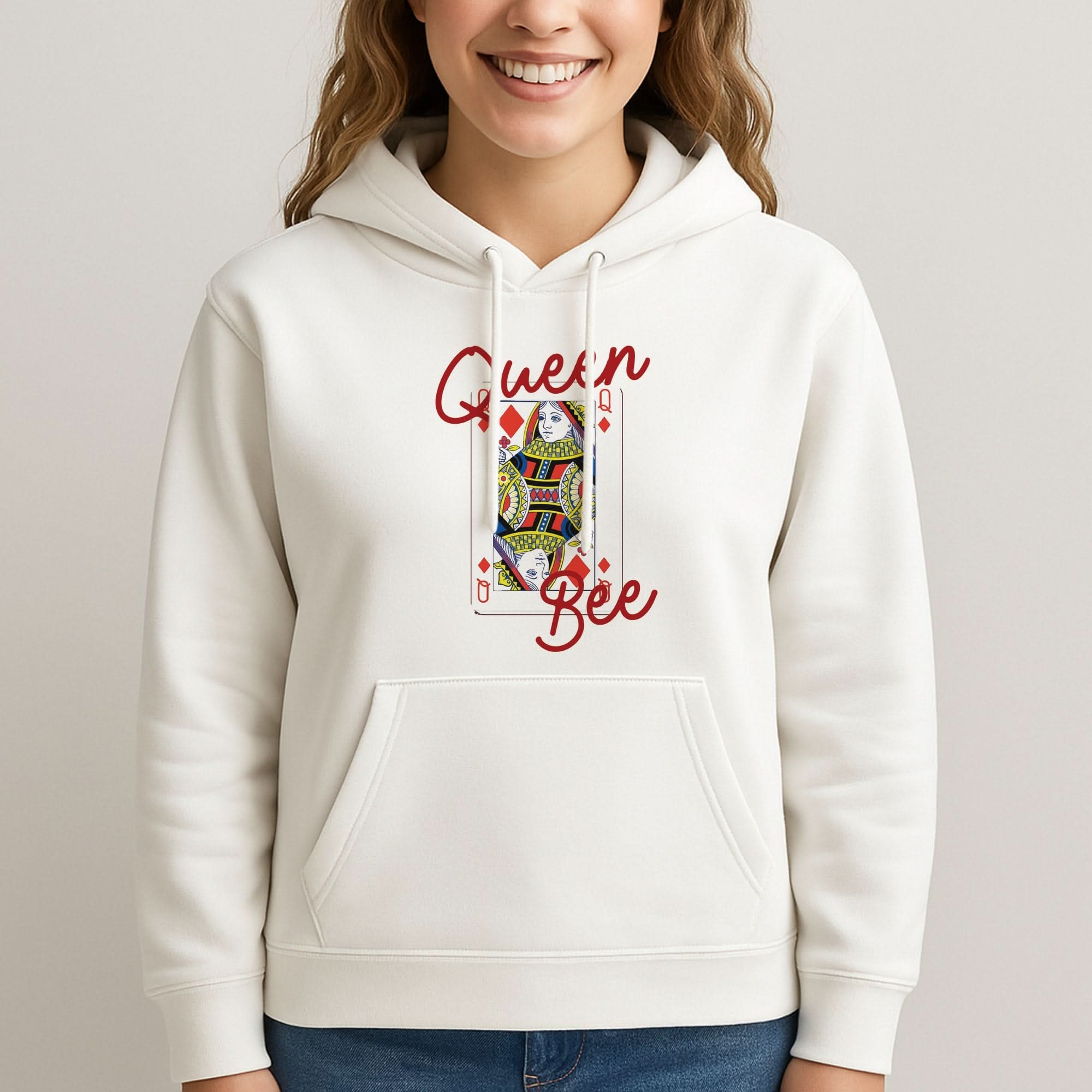 Queen Bee Playing Card Womans Hooded Sweatshirt