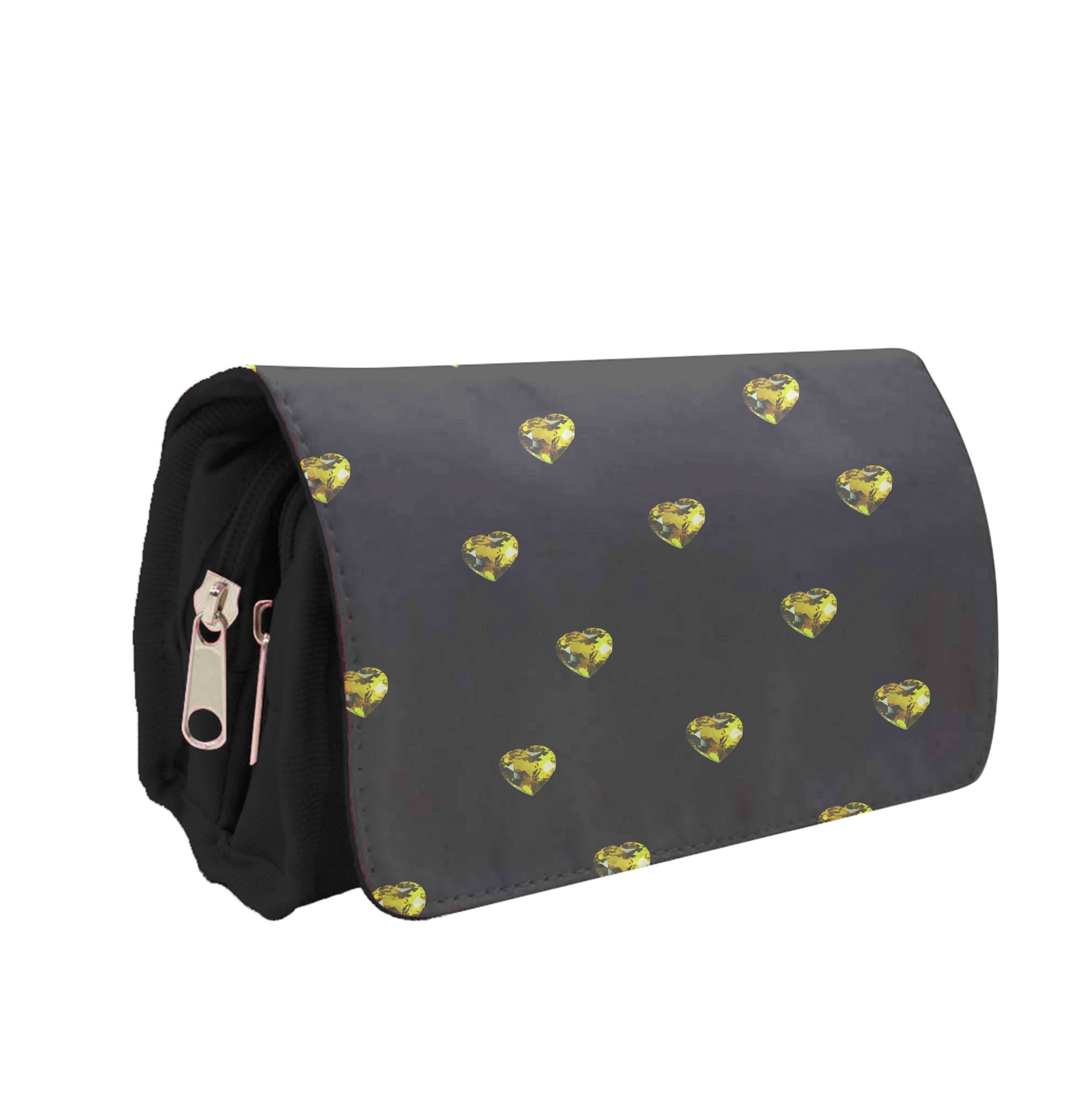 Gold Gem Hearts Pattern Pencil Case