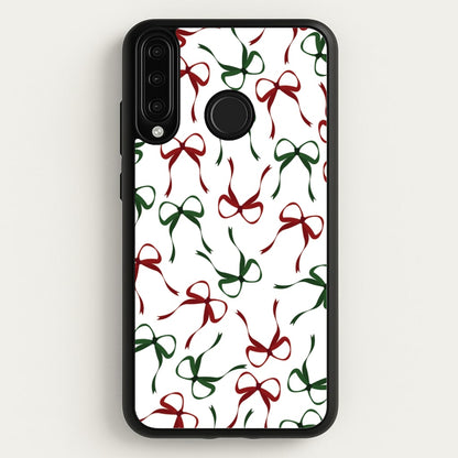 Red And Green Coquette Christmas Bows Pattern Huawei P30 Lite Case