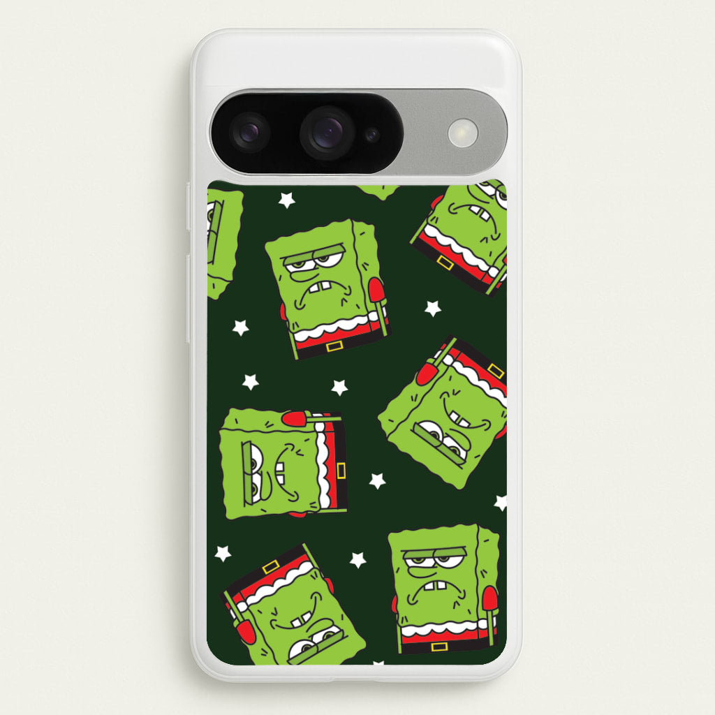 Grumpy Christmas Cartoon Sponge Pattern Google Pixel 10 / 10 Pro Case