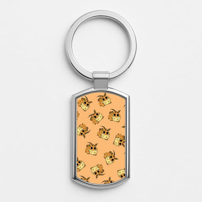 Baby Dragons Pattern Silver Metal Keyring