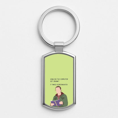 How Did The Computer Get Drunk? Silver Metal Keyring