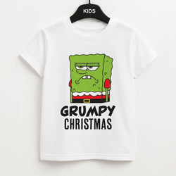 Grumpy Christmas Cartoon Sponge Kids Unisex T-Shirt